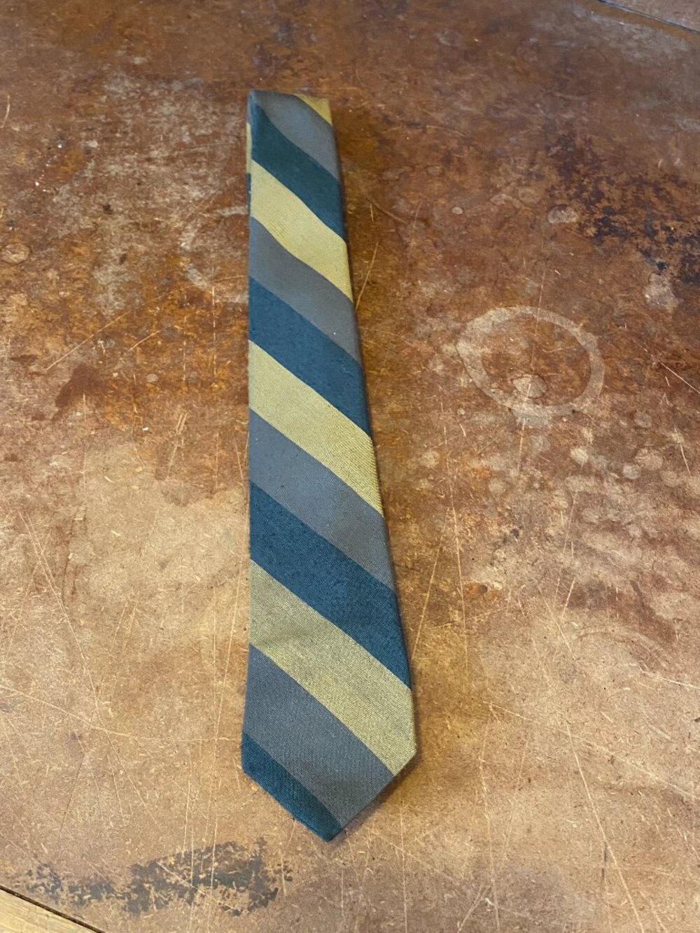 1960s Wembley Diagonal Striped Slim Tie Vintage Black Brown Gold